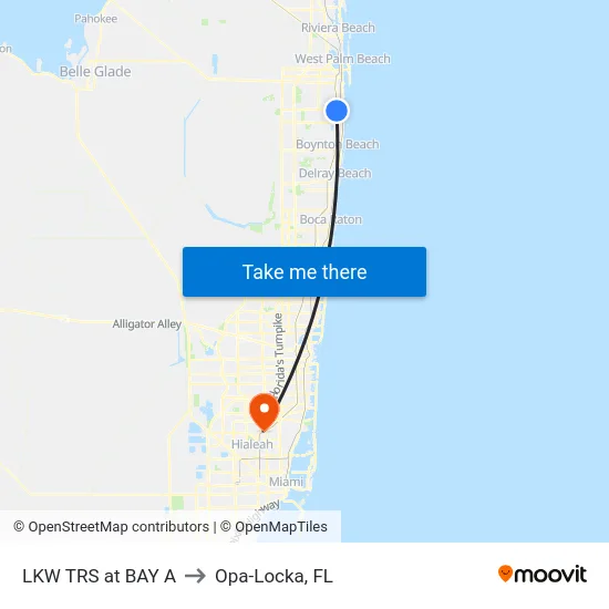 LKW TRS at BAY A to Opa-Locka, FL map