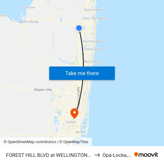 FOREST HILL BLVD at WELLINGTON MED to Opa-Locka, FL map