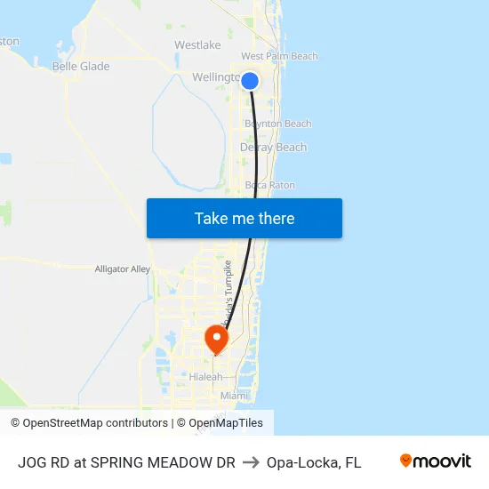 JOG RD at SPRING MEADOW DR to Opa-Locka, FL map