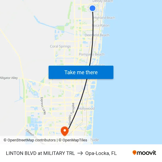 LINTON BLVD at MILITARY TRL to Opa-Locka, FL map
