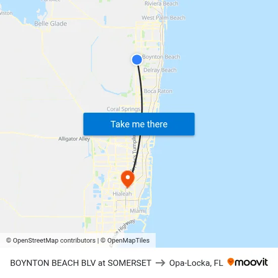 BOYNTON BEACH BLV at SOMERSET to Opa-Locka, FL map