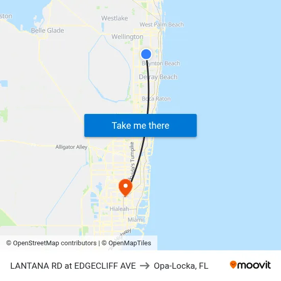 LANTANA RD at  EDGECLIFF AVE to Opa-Locka, FL map