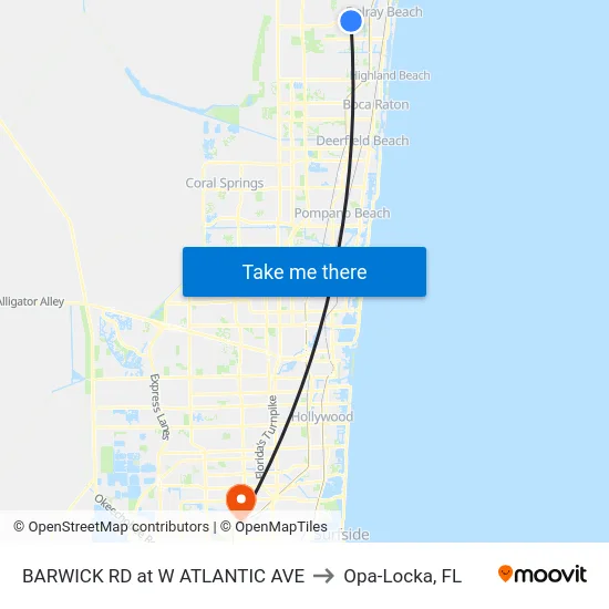 BARWICK RD at  W ATLANTIC AVE to Opa-Locka, FL map