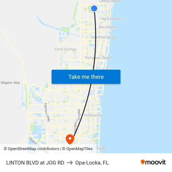 LINTON BLVD at JOG RD to Opa-Locka, FL map