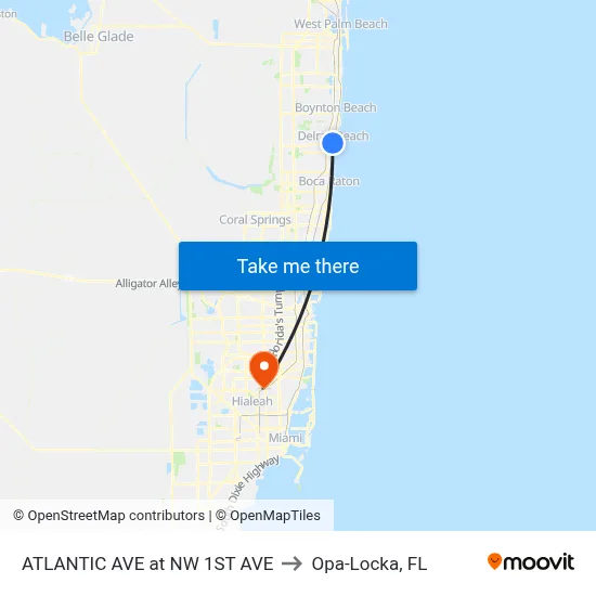 ATLANTIC AVE at NW 1ST AVE to Opa-Locka, FL map