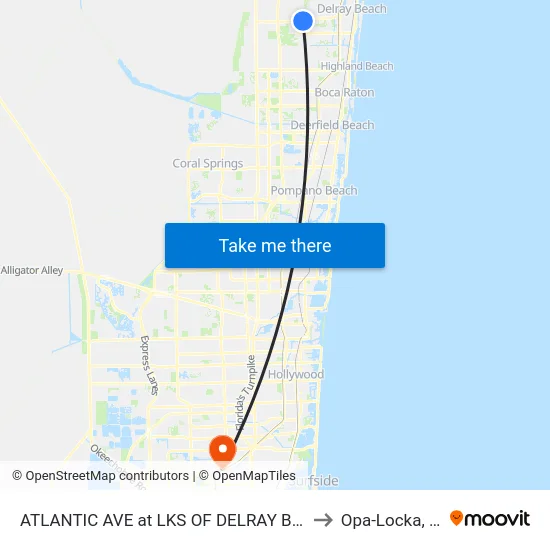 ATLANTIC AVE at  LKS OF DELRAY BLVD to Opa-Locka, FL map