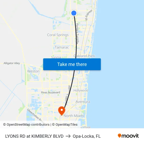 LYONS RD at  KIMBERLY BLVD to Opa-Locka, FL map