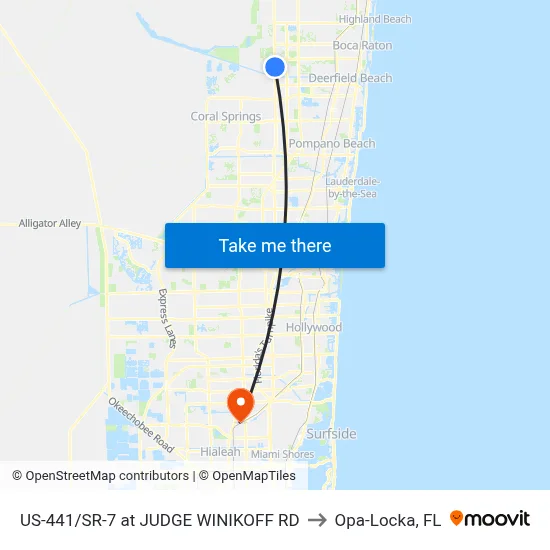 US-441/SR-7 at JUDGE WINIKOFF RD to Opa-Locka, FL map