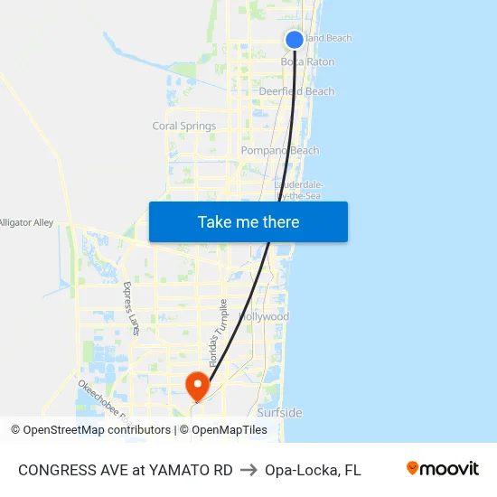 CONGRESS AVE at  YAMATO RD to Opa-Locka, FL map