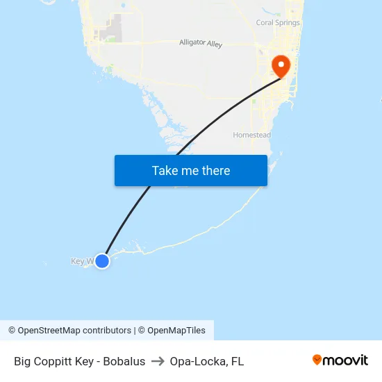 Big Coppitt Key - Bobalus to Opa-Locka, FL map