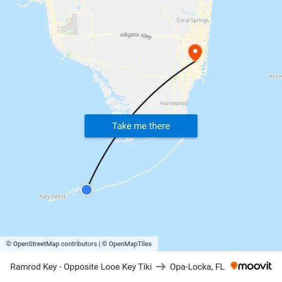 Ramrod Key - Opposite Looe Key Tiki to Opa-Locka, FL map