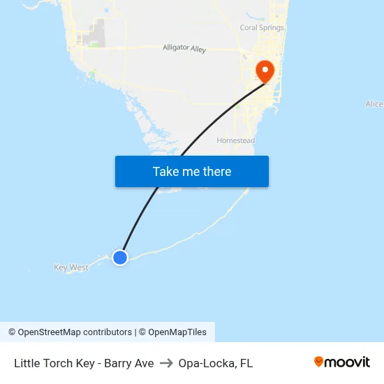 Little Torch Key - Barry Ave to Opa-Locka, FL map