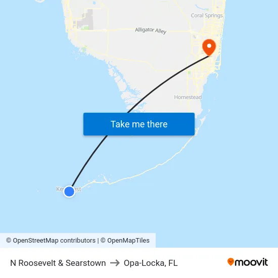 N Roosevelt & Searstown to Opa-Locka, FL map