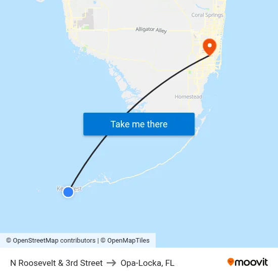 N Roosevelt & 3rd Street to Opa-Locka, FL map