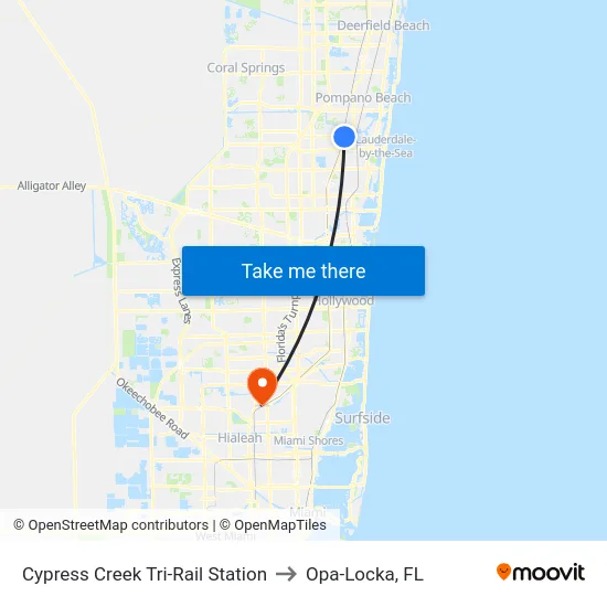 Cypress Creek Tri-Rail Station to Opa-Locka, FL map
