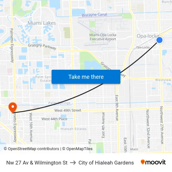 Nw 27 Av & Wilmington St to City of Hialeah Gardens map