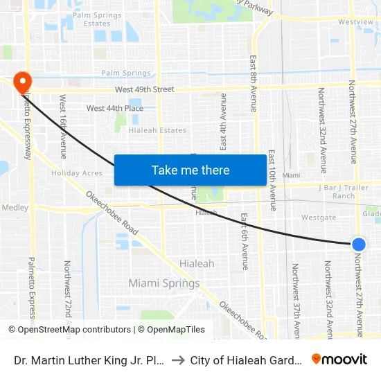 Dr. Martin Luther King Jr. Plaza to City of Hialeah Gardens map