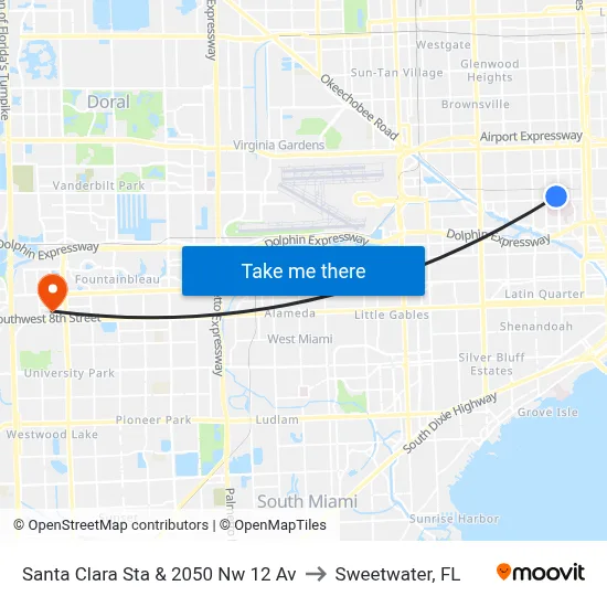 Santa Clara Sta & 2050 Nw 12 Av to Sweetwater, FL map