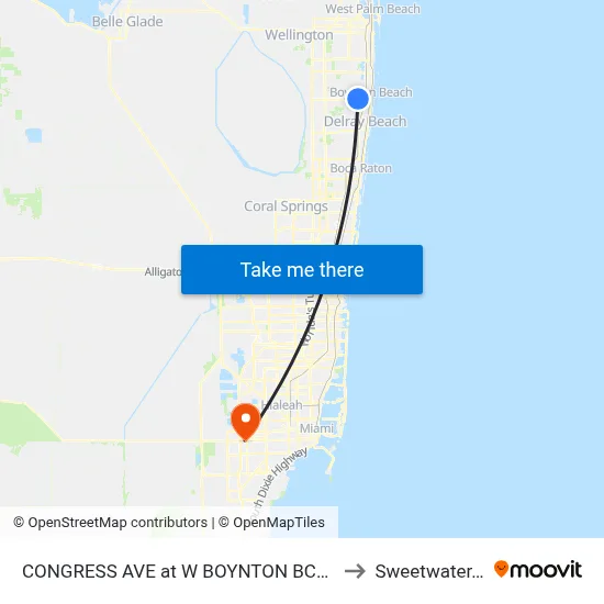 CONGRESS AVE at  W BOYNTON BCH BLVD to Sweetwater, FL map