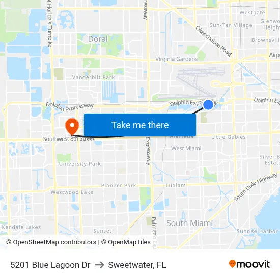 5201 Blue Lagoon Dr to Sweetwater, FL map