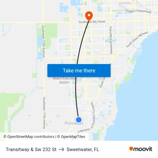 Transitway & Sw 232 St to Sweetwater, FL map