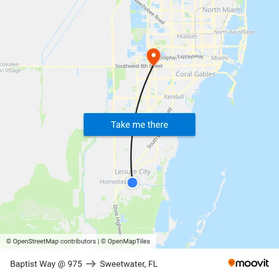 Baptist Way @ 975 to Sweetwater, FL map