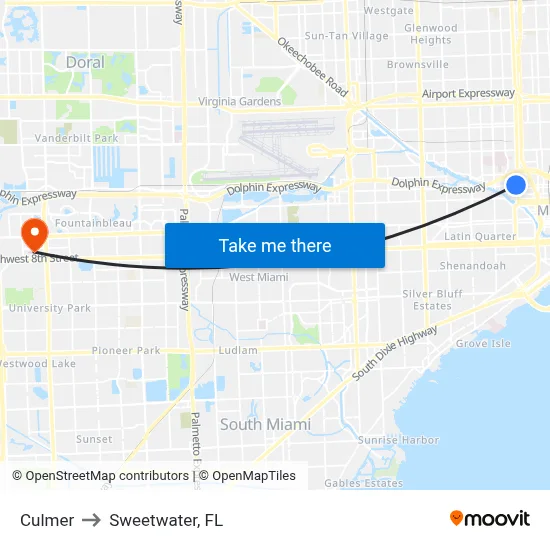 Culmer to Sweetwater, FL map