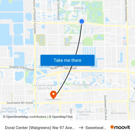Doral Center (Walgreens) Nw 97 Ave@nw 41 St to Sweetwater, FL map