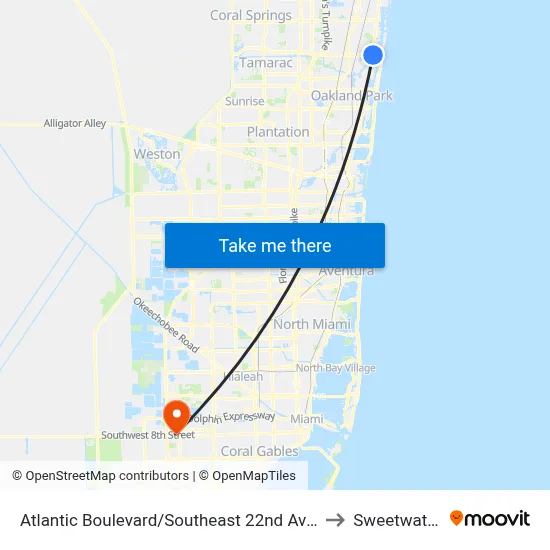 Atlantic Boulevard/Southeast 22nd Avenue - (US 1) to Sweetwater, FL map