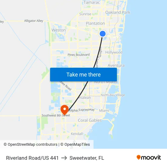 Riverland Road/US 441 to Sweetwater, FL map