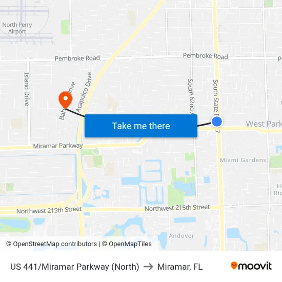 US 441/Miramar Parkway (North) to Miramar, FL map