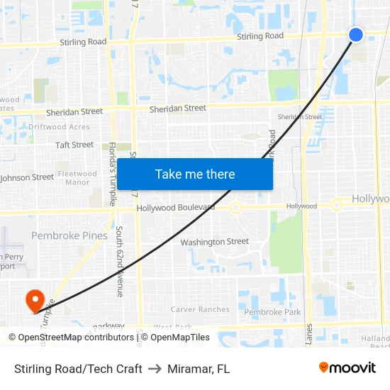 Stirling Road/Tech Craft to Miramar, FL map