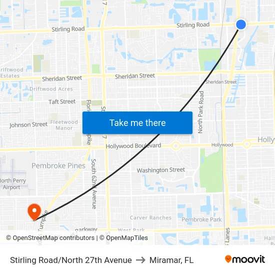 Stirling Road/North 27th Avenue to Miramar, FL map