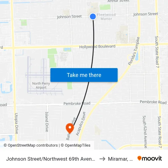 Johnson Street/Northwest 69th Avenue to Miramar, FL map