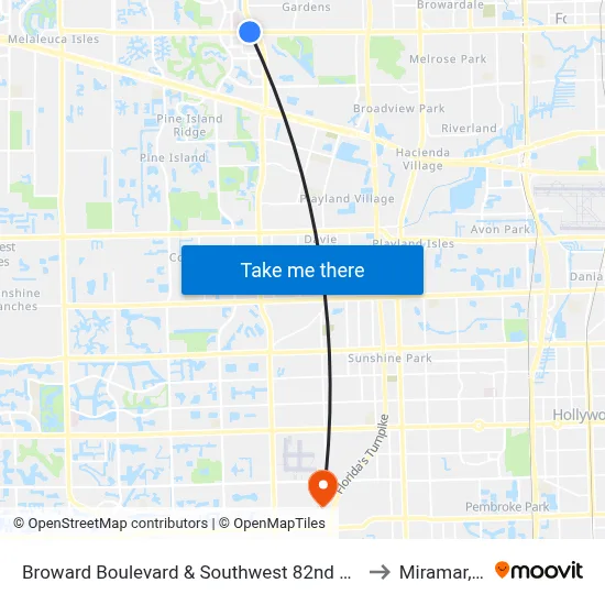 Broward Boulevard & Southwest 82nd Avenue to Miramar, FL map
