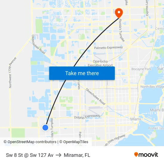 Sw 8 St @ Sw 127 Av to Miramar, FL map