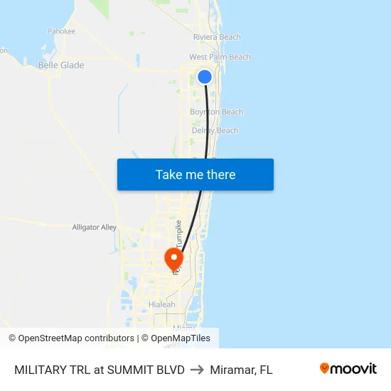 MILITARY TRL at SUMMIT BLVD to Miramar, FL map