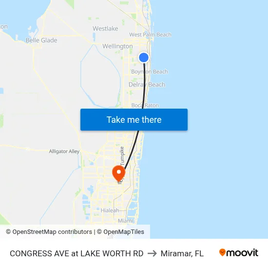 CONGRESS AVE at  LAKE WORTH RD to Miramar, FL map
