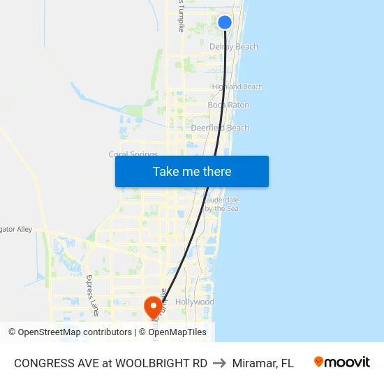 CONGRESS AVE at  WOOLBRIGHT RD to Miramar, FL map