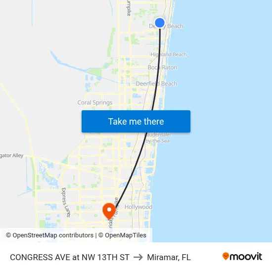 CONGRESS AVE at  NW 13TH ST to Miramar, FL map