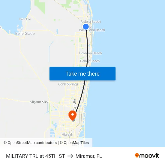 MILITARY TRL at 45TH ST to Miramar, FL map
