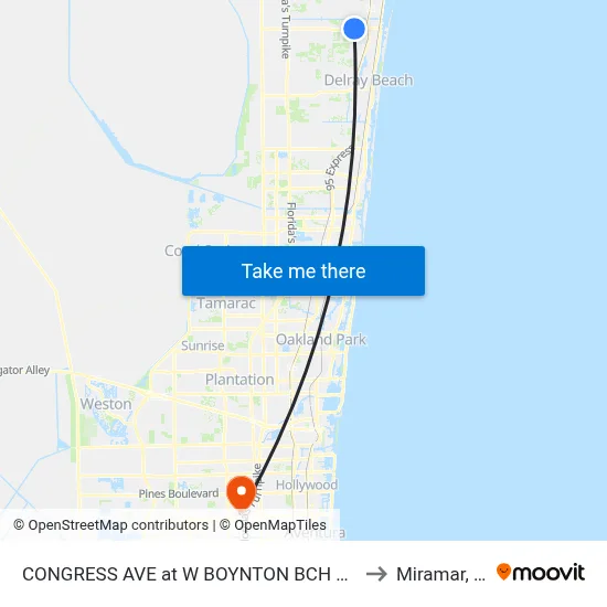 CONGRESS AVE at  W BOYNTON BCH BLVD to Miramar, FL map