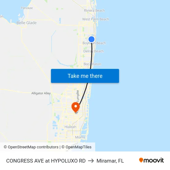 CONGRESS AVE at  HYPOLUXO RD to Miramar, FL map