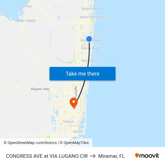 CONGRESS AVE at VIA LUGANO CIR to Miramar, FL map