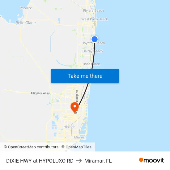 DIXIE HWY at HYPOLUXO RD to Miramar, FL map