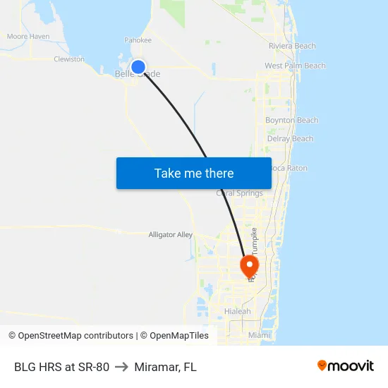 BLG HRS at SR-80 to Miramar, FL map