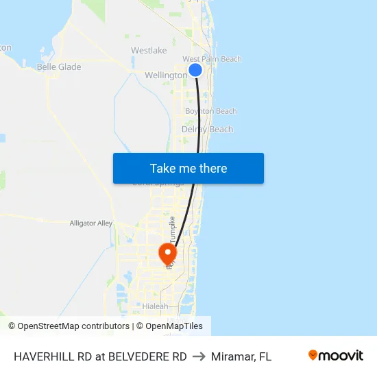 HAVERHILL RD at  BELVEDERE RD to Miramar, FL map