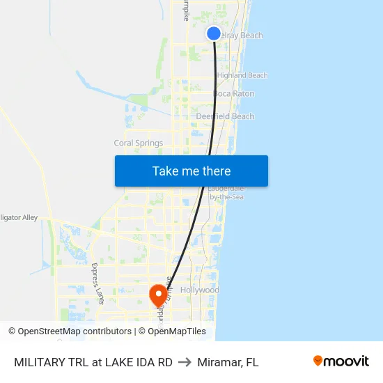 MILITARY TRL at  LAKE IDA RD to Miramar, FL map
