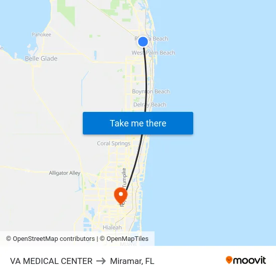 VA MEDICAL CENTER to Miramar, FL map