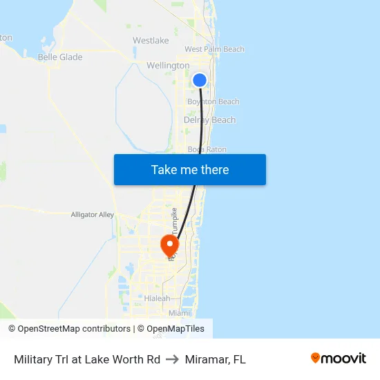 Military Trl at Lake Worth Rd to Miramar, FL map